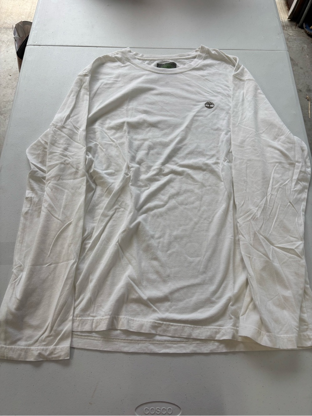 Timberland White Long Sleeve Crew Shirt with Chest Logo